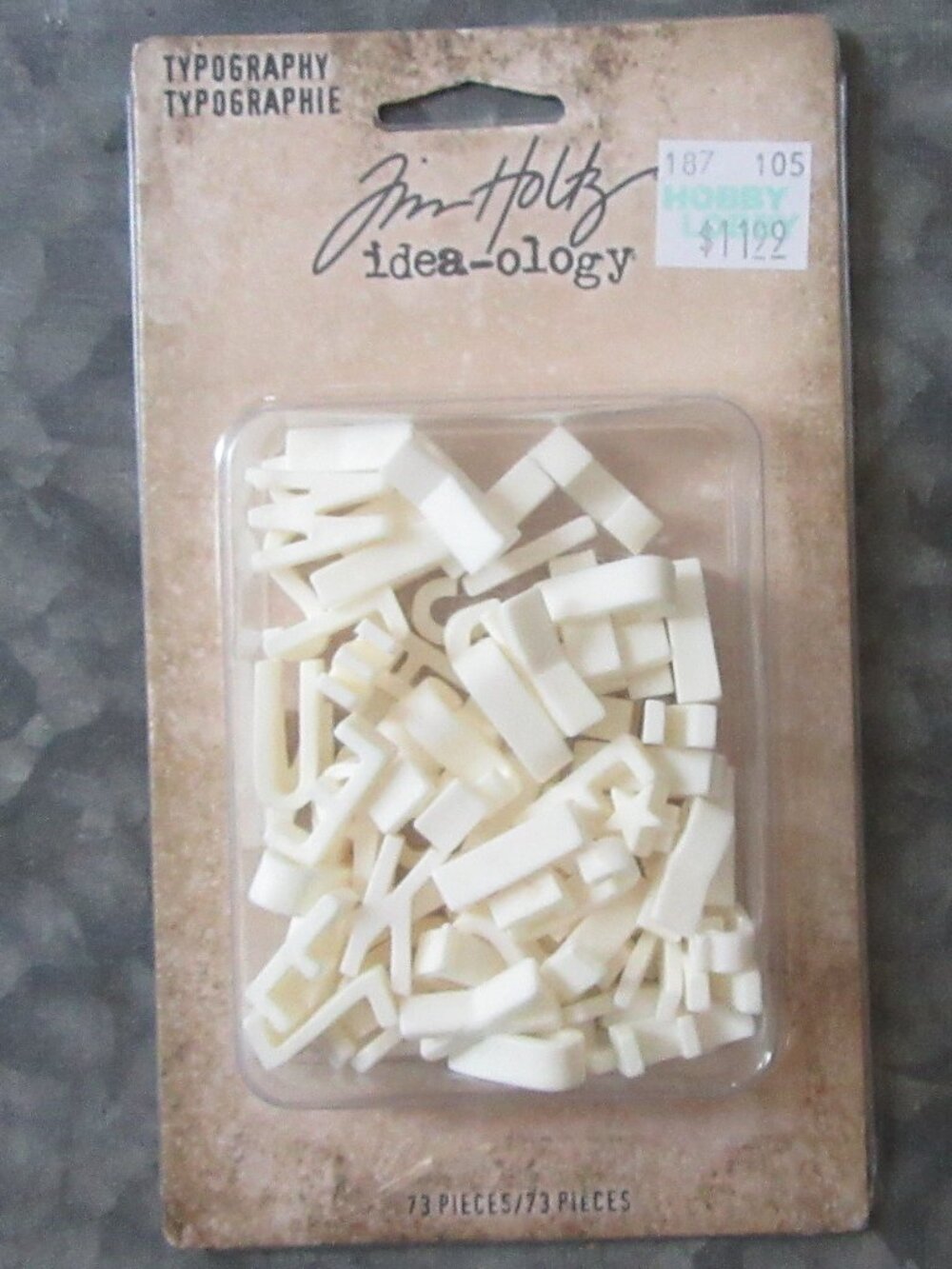 New Unopened Discontinued Tim Holtz Ideology Typography Letters 73 resin pieces